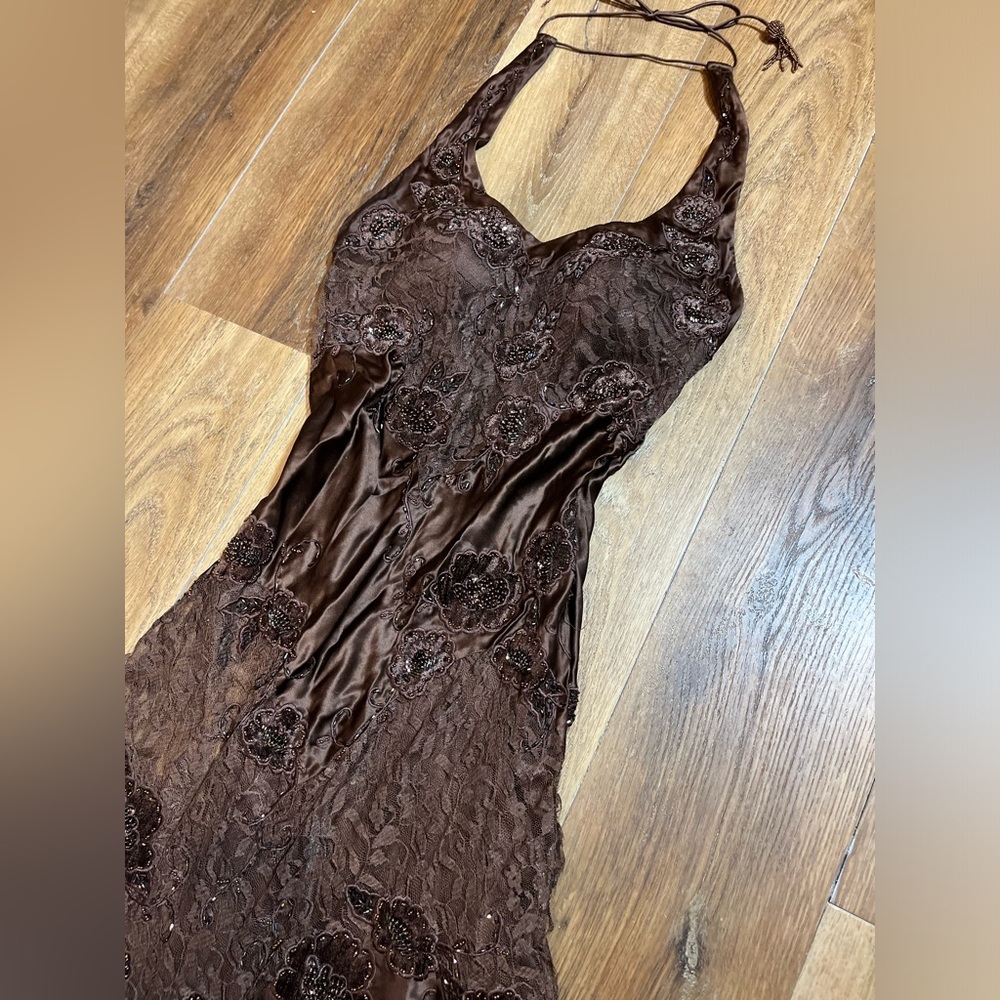 Vintage 90’s 100% Silk Beaded Dress Vintage Beaded Dress Lace Dress Silk Prom - Picture 16 of 17